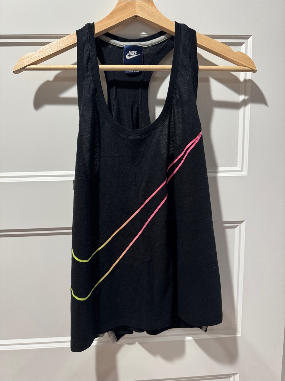 Nike Black Racerback Tank with Neon Pink and Neon Yellow Accents